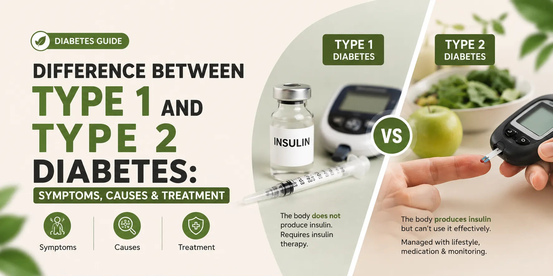 Difference Between Type 1 and Type 2 Diabetes: Symptoms, Causes, Diagnosis & Treatment