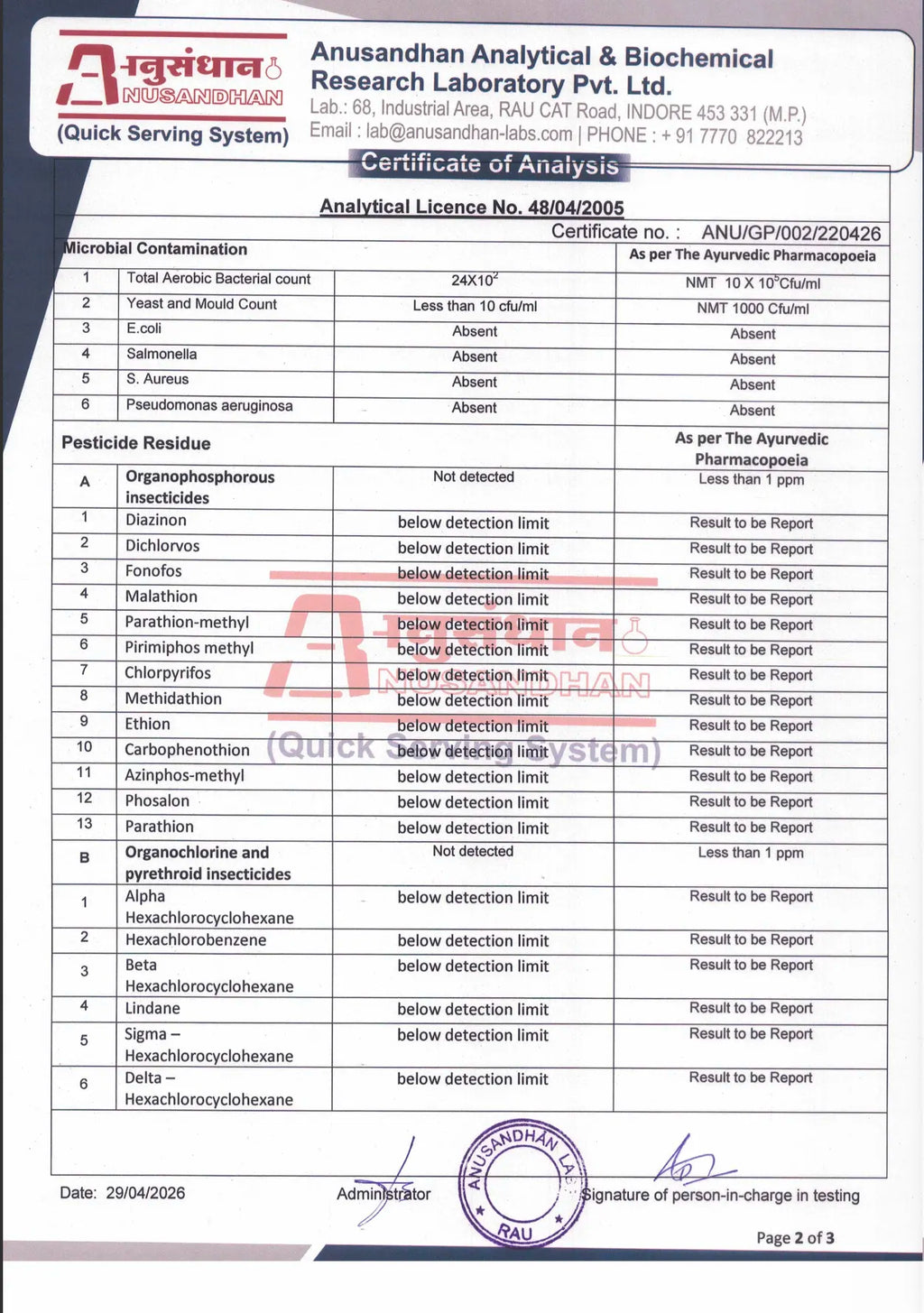 Certificate of analysis Hebe Lift - Berry Buzz Full Spectrum Vijaya Gummies Page 2