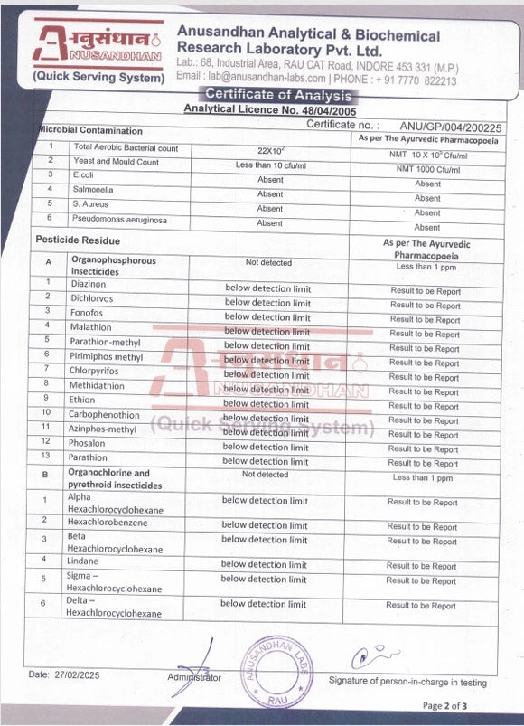 Hebe Clarity 100MG certificate of analysis page 2