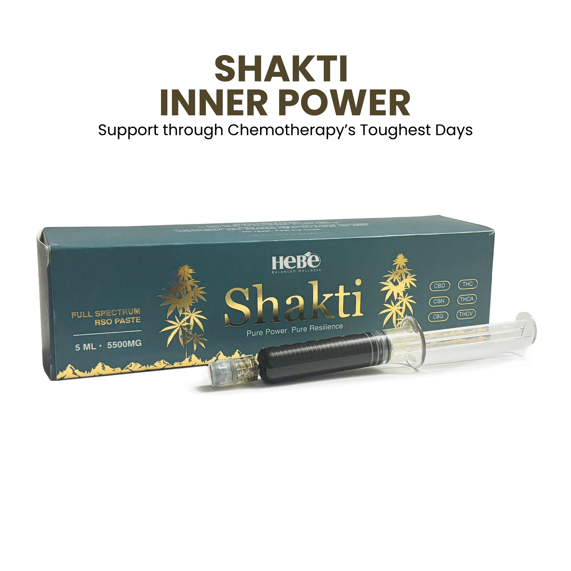 Hebe Shakti Full Spectrum RSO Paste for Chemotherapy Support 5ml Luer Lock Syringe CBD & THC