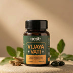 Hebe Vijaya Vati full spectrum capsules bottle with Ayurvedic herbs, 150mg per capsule, natural wellness supplement