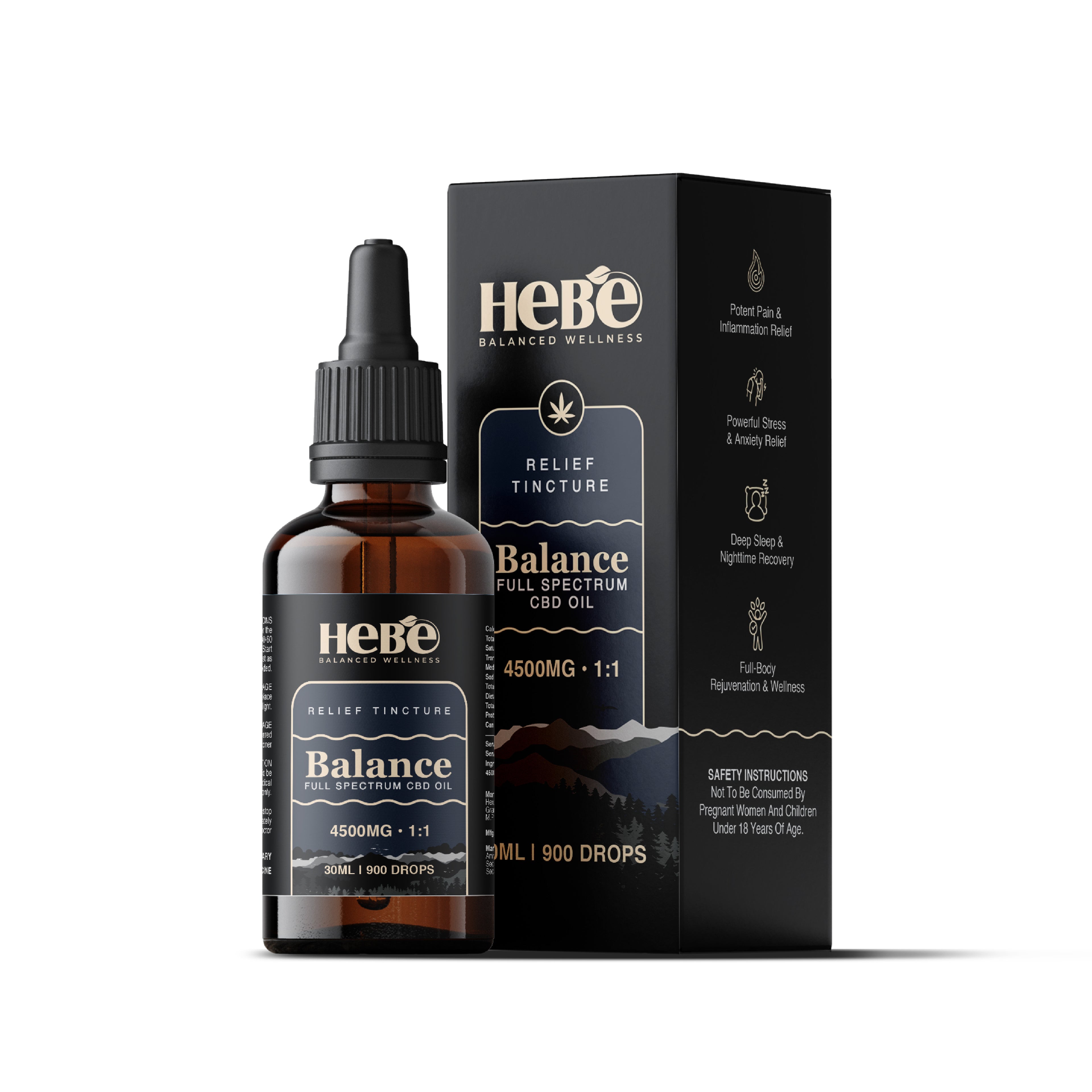 Hebe Balance 1:1 – Full Spectrum CBD:THC Oil 4500mg (30ml)