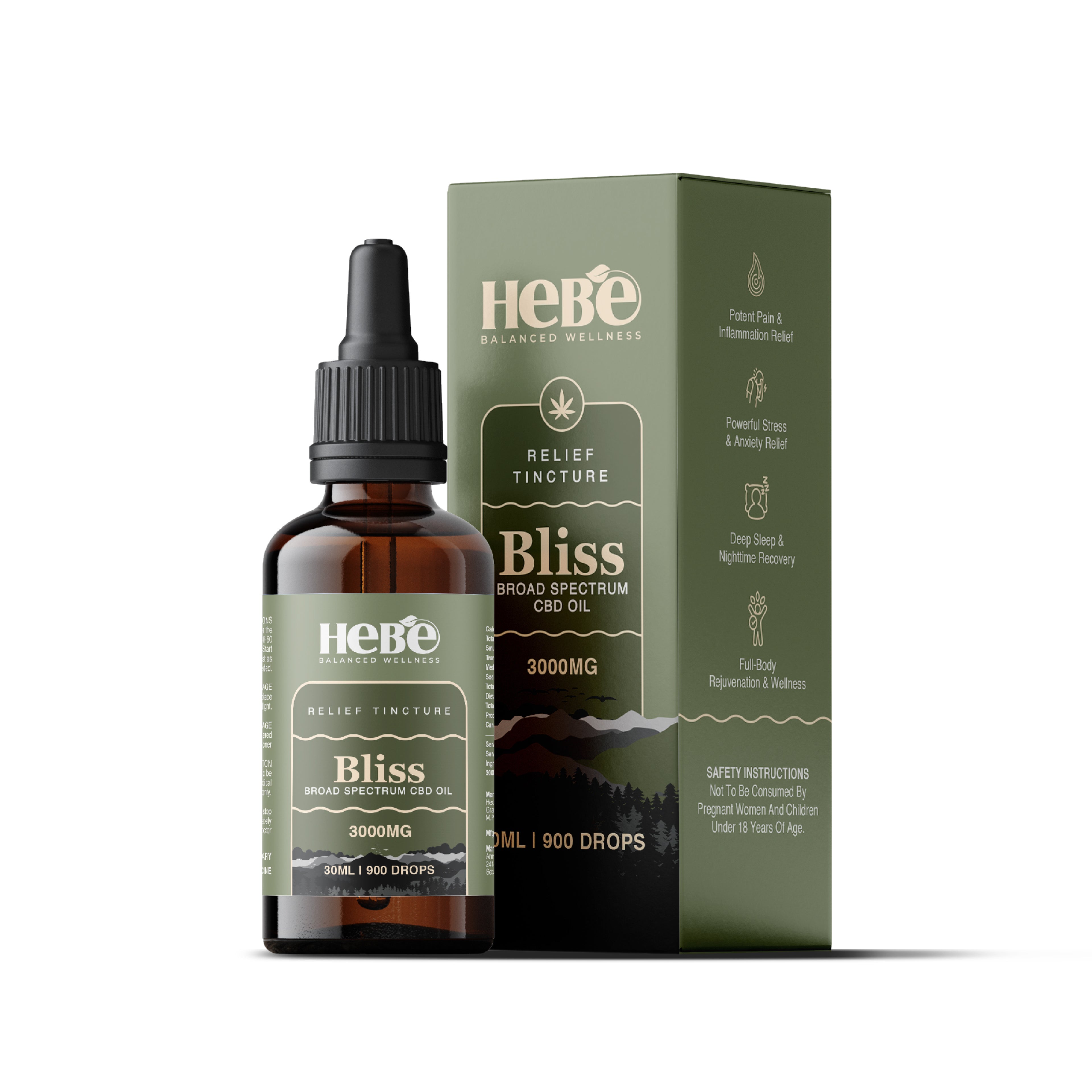 Hebe Bliss Broad Spectrum CBD Oil 3000MG 30ML