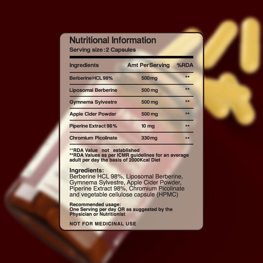 Hebe Liposomal Berberine 98% HCL+ with lemon slice and capsules nutrition information