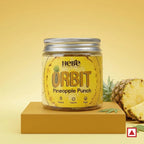 Jar of 'Orbit Pineapple Punch' by Hebe on a yellow background