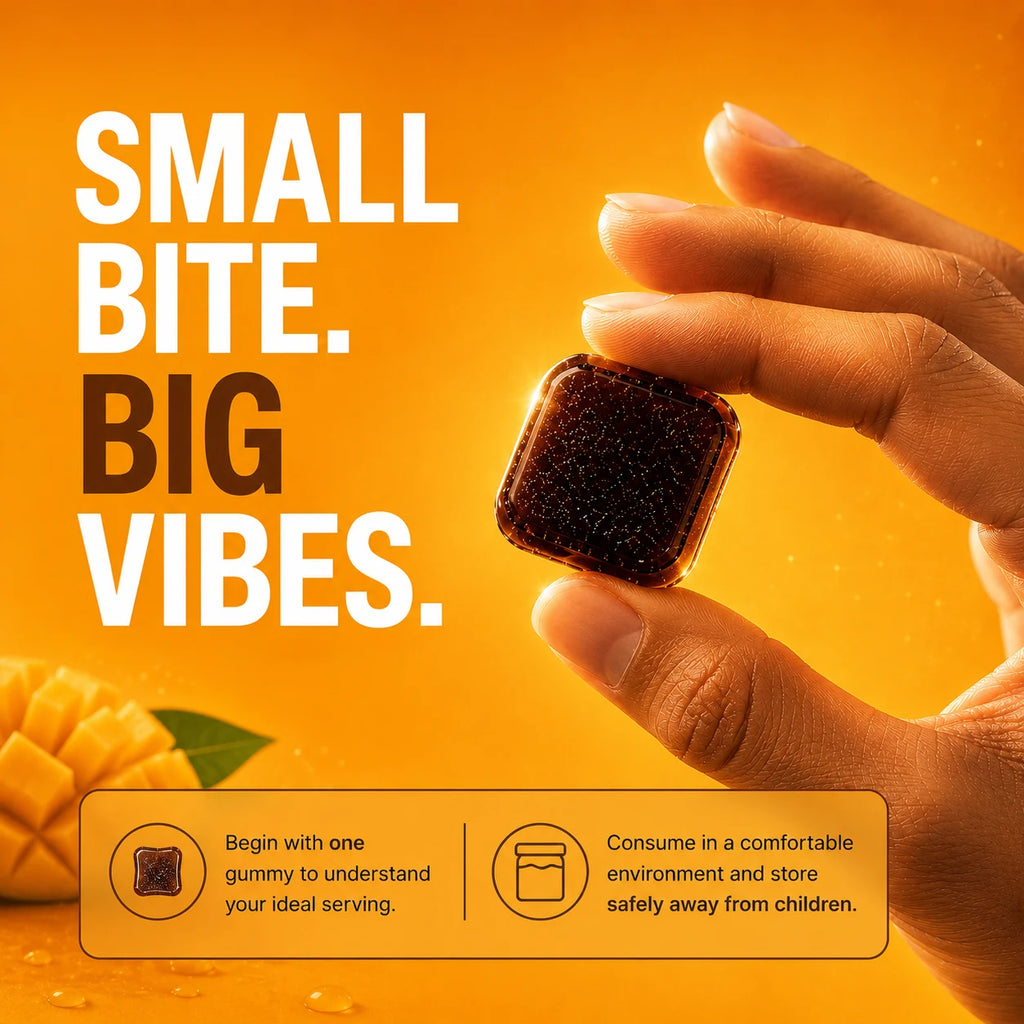 Joy-Juice Chill Vibe Mango Gummies | (1:4) 600mg CBD+THC| Calm. Euphoric. Uplifting. An Unforgettable Experience