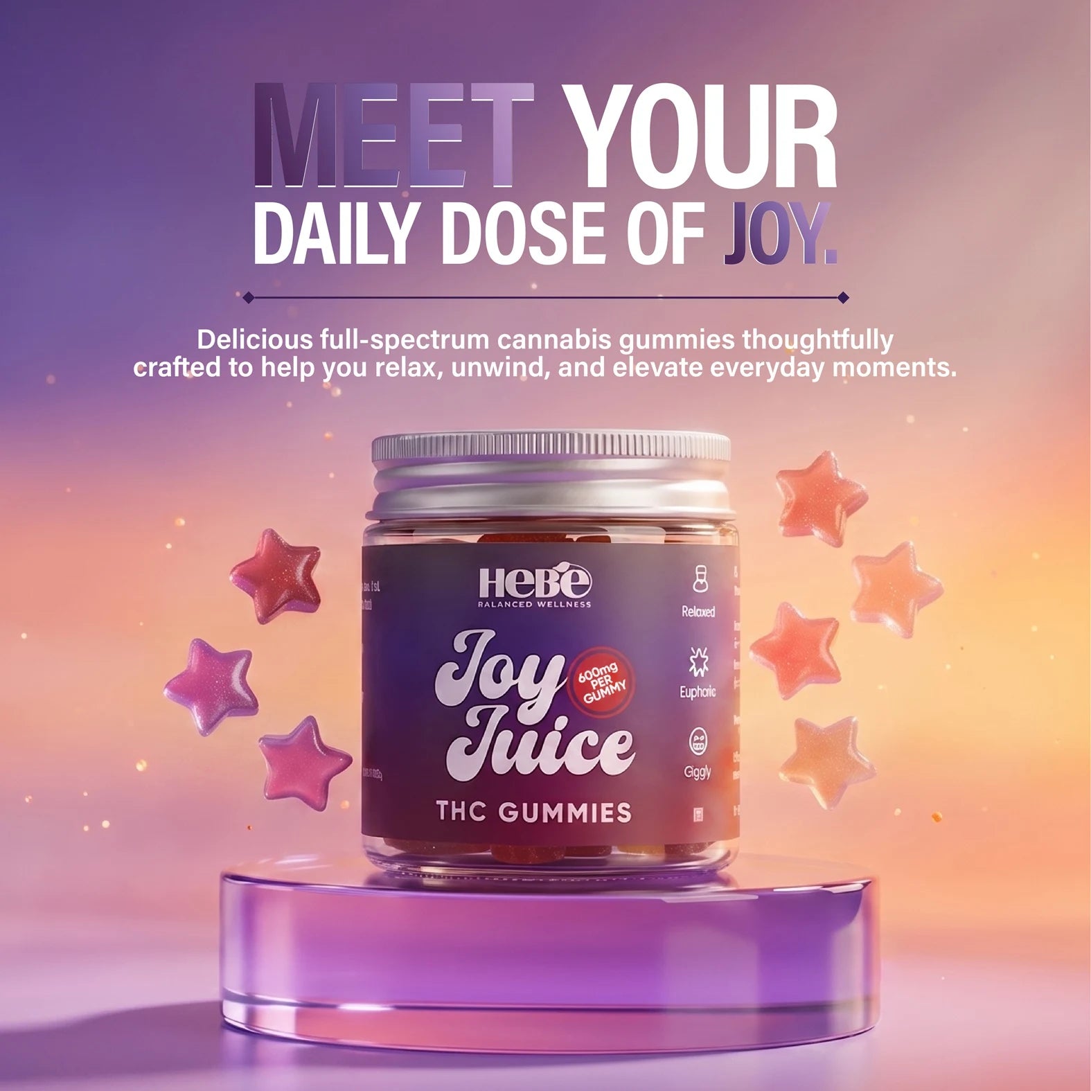 Joy-Juice Chill Vibe Gummies | (1:4) 600mg CBD+THC| Calm. Euphoric. Uplifting. An Unforgettable Experience
