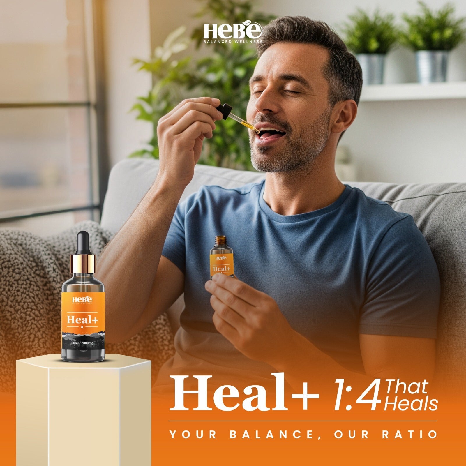 HEAL+  CBD Oil for Sleep and Stress Relief. 7000mg.  1:4 Full Spectrum CBD Oil